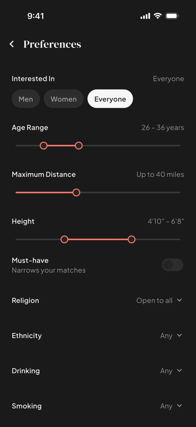 The Bloom preferences screen