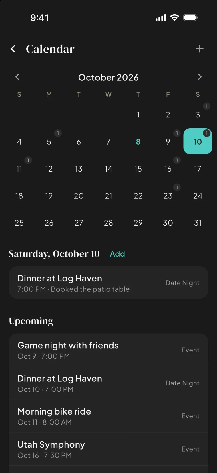 The Bloom shared calendar