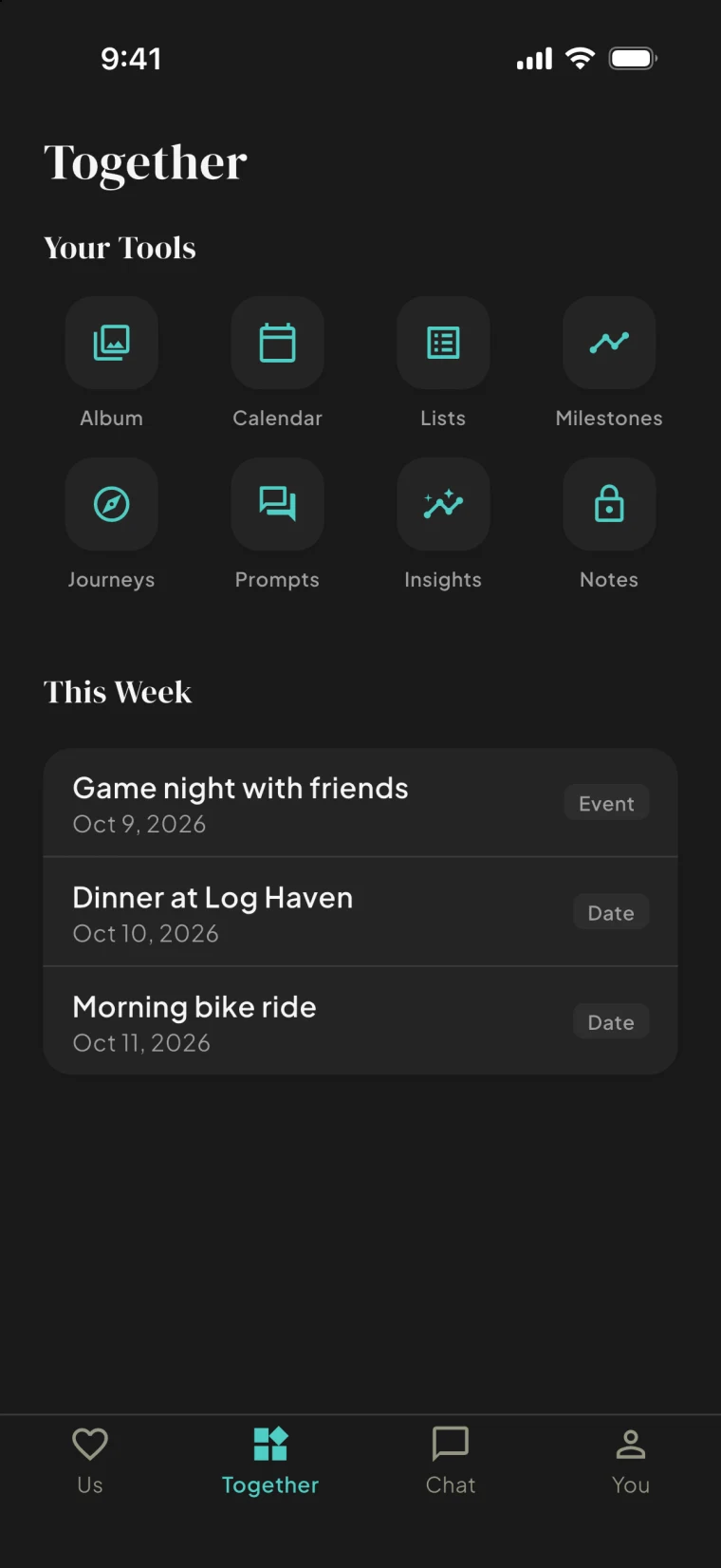 The Bloom Together tab, with its shared tools