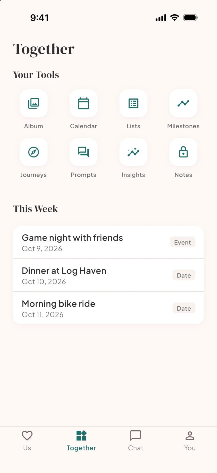 The Bloom Together tab, with its shared tools